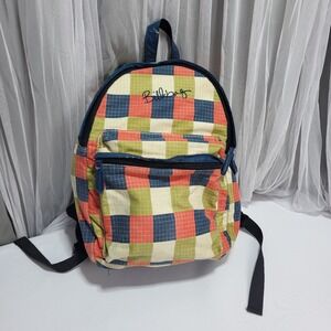 Billabong Orange Blue and Green Checkered backpack 15" Wide